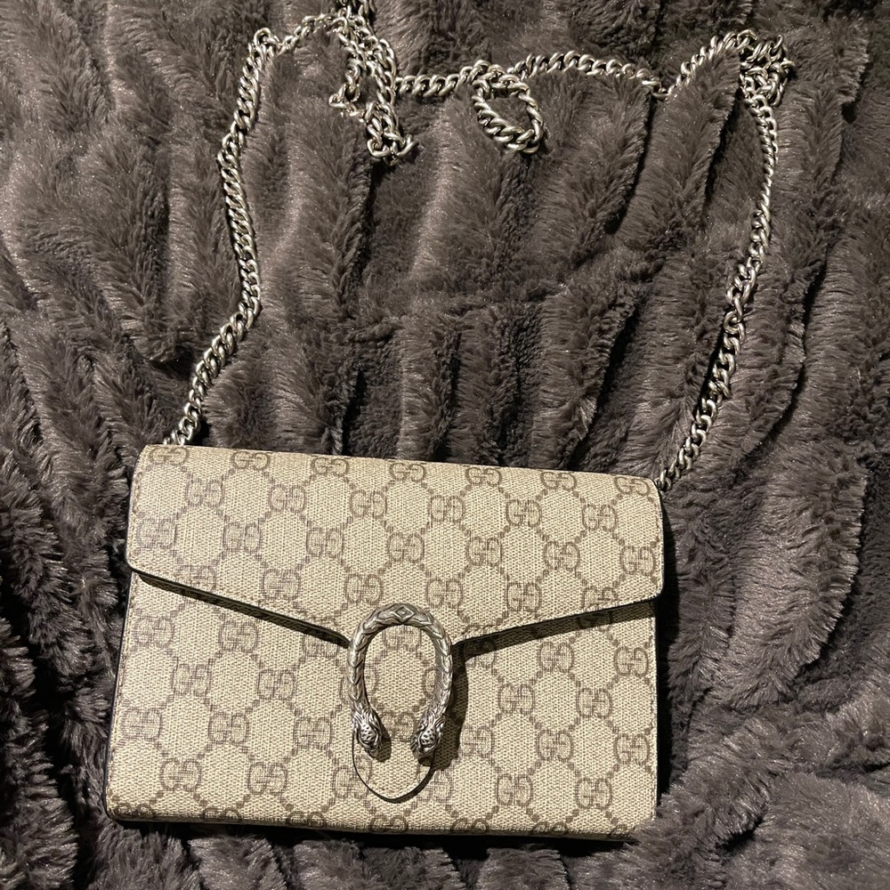 *SOLD** GG Gucci Dionysus printed coated-canvas shoulder bag. (BLACK interior)